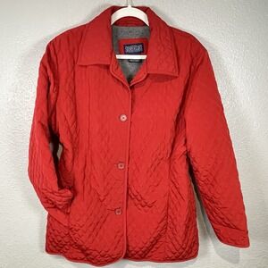 Shaver Lake Women's Quilted Puffer Classic Button Up Winter Casual Red Jacket  L